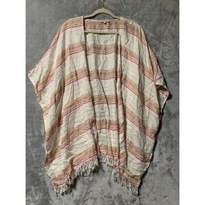 Rebellion Again Womens‎ Kimono Medium Pink Gold Striped Metallic Feminine Beach